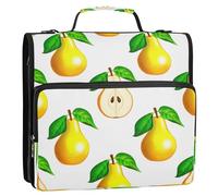Waassud Yellow Pears Lot de 2 classeurs à fermeture éclair 3 anneaux avec bandoulière et poignée 3,8 cm Anneau en D 500 feuilles