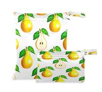 Waassud Yellow Pears Lot de 2 sacs réutilisables avec 2 poches à fermeture éclair pour maillot de bain, vêtements de sport