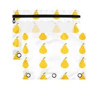 Waassud Yellow Pears Lot de 2 trousses à crayons transparentes avec fermeture éclair lisse pour classeur à 3 anneaux, multicolore, one sizex2