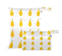 Waassud Yellow Pears Sac de rangement réutilisable avec 2 poches zippées pour maillot de bain, vêtements de sport, multicolore, Taille unique, Moderne