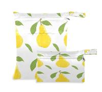 Waassud Yellow Pears Sac de rangement réutilisable avec 2 poches zippées pour maillot de bain, vêtements de sport