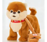 WaaYb Chiot Corgi Qui Marche, aboie, Chante, Danse, remue la Queue, Jouet Musical pour Chien avec Laisse, Peluche Interactive pour garçons et Filles Brown