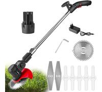 WaaYb Désherbeur sans Fil, Coupe-Herbe électrique Professionnel 980 W, Coupe-Herbe sans Fil 9000 TR/Min avec 8 Lames, 2 Piles 4,0 Ah, Tondeuse à Gazon sans Fil pour la Coupe de pelouse, Jardin, Cour
