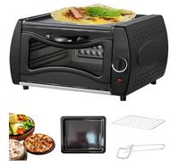 WaaYb Four à Pizza électrique 15L, comptoir Tandoor Preat Tandoor, 50-400 ℃ Contrôle de la température, Mini poêle à Pizza avec Plateau de Cuisson/Rack de Cuisson/Manche de Plateau, pour Chapati Roti