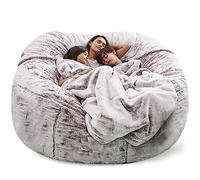 WaaYb Sac de Haricot, Couvercle de Chaise de Haricot en Fourrure géante pour Les Enfants Adultes (sans Remplissage) Meubles de Salon Big Round Soft Fluffy Faux Fur Furbag Sofa Lit Snow-Coffee 6FT