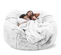 WaaYb Sac de Haricot, Couvercle de Chaise de Haricot en Fourrure géante pour Les Enfants Adultes (sans Remplissage) Meubles de Salon Big Round Soft Fluffy Faux Fur Furbag Sofa Lit Snow-Gray 5FT