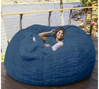 WaaYb Sac de Haricot, Couvercle de Chaise de Haricot en Fourrure géante pour Les Enfants Adultes (sans Remplissage) Meubles de Salon Big Round Soft Fluffy Faux Fur Furbag Sofa Lit Navy-Blue 7FT