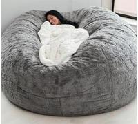 WaaYb Sac de Haricot, Couvercle de Chaise de Haricot en Fourrure géante pour Les Enfants Adultes (sans Remplissage) Meubles de Salon Big Round Soft Fluffy Faux Fur Furbag Sofa Lit Light-Gray 5FT