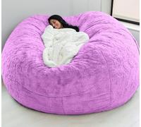 WaaYb Sac de Haricot, Couvercle de Chaise de Haricot en Fourrure géante pour Les Enfants Adultes (sans Remplissage) Meubles de Salon Big Round Soft Fluffy Faux Fur Furbag Sofa Lit Light-Purple 5FT