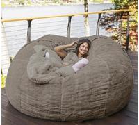 WaaYb Sac de Haricot, Couvercle de Chaise de Haricot en Fourrure géante pour Les Enfants Adultes (sans Remplissage) Meubles de Salon Big Round Soft Fluffy Faux Fur Furbag Sofa Lit Dark-Brown 5FT