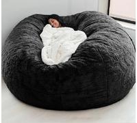 WaaYb Sac de Haricot, Couvercle de Chaise de Haricot en Fourrure géante pour Les Enfants Adultes (sans Remplissage) Meubles de Salon Big Round Soft Fluffy Faux Fur Furbag Sofa Lit Black 6FT