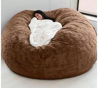 WaaYb Sac de Haricot, Couvercle de Chaise de Haricot en Fourrure géante pour Les Enfants Adultes (sans Remplissage) Meubles de Salon Big Round Soft Fluffy Faux Fur Furbag Sofa Lit Deep-Khaki 5FT