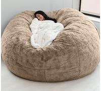 WaaYb Sac de Haricot, Couvercle de Chaise de Haricot en Fourrure géante pour Les Enfants Adultes (sans Remplissage) Meubles de Salon Big Round Soft Fluffy Faux Fur Furbag Sofa Lit Light-Brown 6FT