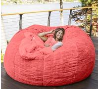 WaaYb Sac de Haricot, Couvercle de Chaise de Haricot en Fourrure géante pour Les Enfants Adultes (sans Remplissage) Meubles de Salon Big Round Soft Fluffy Faux Fur Furbag Sofa Lit Rose-Red 5FT