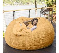 WaaYb Sac de Haricot, Couvercle de Chaise de Haricot en Fourrure géante pour Les Enfants Adultes (sans Remplissage) Meubles de Salon Big Round Soft Fluffy Faux Fur Furbag Sofa Lit Yellow 7FT