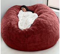 WaaYb Sac de Haricot, Couvercle de Chaise de Haricot en Fourrure géante pour Les Enfants Adultes (sans Remplissage) Meubles de Salon Big Round Soft Fluffy Faux Fur Furbag Sofa Lit Wine-Red 7FT