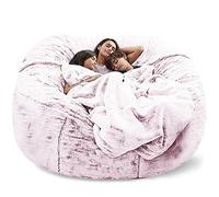 WaaYb Sac de Haricot, Couvercle de Chaise de Haricot en Fourrure géante pour Les Enfants Adultes (sans Remplissage) Meubles de Salon Big Round Soft Fluffy Faux Fur Furbag Sofa Lit Snow-Red 5FT