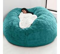 WaaYb Sac de Haricot, Couvercle de Chaise de Haricot en Fourrure géante pour Les Enfants Adultes (sans Remplissage) Meubles de Salon Big Round Soft Fluffy Faux Fur Furbag Sofa Lit Peacock-Blue 5FT