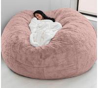 WaaYb Sac de Haricot, Couvercle de Chaise de Haricot en Fourrure géante pour Les Enfants Adultes (sans Remplissage) Meubles de Salon Big Round Soft Fluffy Faux Fur Furbag Sofa Lit Pink 5FT