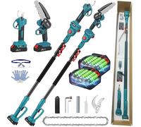 WaaYb Secateur Electrique sans Fil avec 2 M Perche, 2.5 cm Ouverture de Ciseaux Electrique, 2 X 2.0Ah Batteries Elagueuse sur Perche, Sécateur pour Arbres, Moteur sans Balai Outil Jardinage