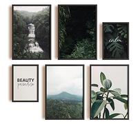 Wabi Home Lot de films décoratifs muraux pour encadrement, tableaux décoratifs nature sans cadres 6 feuilles : dimensions 2 x A4 et 4 x A3