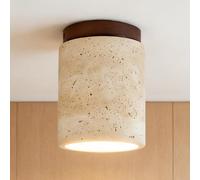 Wabi-Sabi GE Plafonnier en pierre E27/G9 LED jaune naturel Travertin Lampe pour chambre à coucher, salle à manger, cuisine, couloir - Luminaire créatif pour la maison