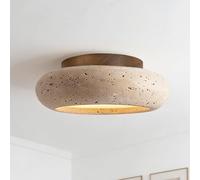 Wabi-Sabi ge Plafonnier Travertin Jaune Naturel E27/G9 LED Pierre Lampe pour Chambre Salle à Manger Cuisine Couloir - Solution D'éclairage Maison Créative