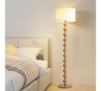 Wabi-sabi Lampadaire 63 pouces en bois sur pied avec protection des yeux, lampe de lecture d'angle moderne, lumière verticale avec abat-jour en lin, grand poteau lumineux sur pied latéral pour