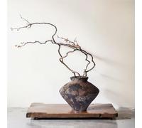 Wabi Sabi - Vase vintage rouillé, 15,5 cm de hauteur, décoration rustique, vase en céramique pour centre de table, vase à fleurs en céramique texturée pour décoration domestique, table, salon