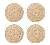 Wablissia Napperon rond tissé pour table de salle à manger, décoration de ferme et mariage - Tapis de table en herbe naturelle avec isolation thermique, style bohème, utilisation en extérieur, (A)