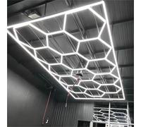 WABMJGW Plafonnier LED hexagonal à 5 grilles, lampe de garage/atelier à structure alvéolaire à 14 grilles, éclairage LED alvéolaire, 6500K ultra lumineux, 168 W, 672 W,(14 HEX)