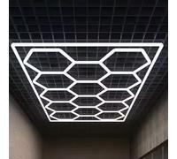 WABMJGW Plafonniers LED hexagonaux for garage, 168 W et 672 W, luminosité élevée (6500 K), dimensions plus grandes, 5 grilles et 14 grilles.(14 HEX)