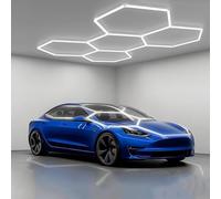 WABMJGW Plafonniers LED hexagonaux for garage, 168 W et 672 W, luminosité élevée (6500 K), dimensions plus grandes, 5 grilles et 14 grilles.(5 HEX)