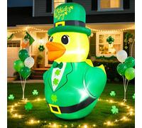 Wabolay Canard gonflable St Patrick Décorations d'extérieur de 1,5 m pour la Saint-Patrick - Décoration de cour gonflable avec chapeau trèfle et lumières LED - Décoration de fête