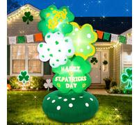 Wabolay Décorations d'extérieur gonflables pour la Saint-Patrick - 1,8 m - Trèfle porte-bonheur - Décoration de cour gonflable avec lumières LED vertes - Décoration pour extérieur, pelouse, jardin