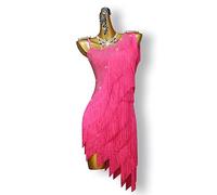 WABVAB Costumes De Concours De Salle De Bal Fringe Cha Cha Robes De Danse Latine en Velours pour Femmes Tenue De Danse pour Spectacle De Salsa,C,3XL