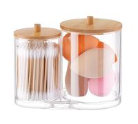 WACAR 2 in 1 Distributeur Coton Tige, Acrylique Boite Coton Tige Qtip Ensemble Fil Dentaire Conteneurs D'apothicaire De Salle De Bain Avec Couvercles Pour Organiseur De Maquillage