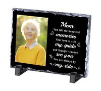 WACAR Plaque commémorative personnalisée, cadre en ardoise avec texte photo, cadeaux commémoratifs personnalisés pour la perte d'un être cher, décorations de cimetière pour tombe