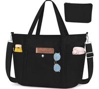 WACCET Sac a Main Femme en Velours Côtelé, Sac Fourre Tout Femme avec Fermeture Éclair et Bandoulière Réglable Grande Capacité Sac Cabas pour Travail, Voyage, et Usage Quotidien