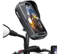 WACCET Support Telephone Moto Rétroviseur Support Telephone Scooter Étanche Rotatif 360° Détachable avec Écran Tactile Pare-Soleil Support Smartphone Moto pour Téléphone 4,5-7,0 Pouces (Gris)
