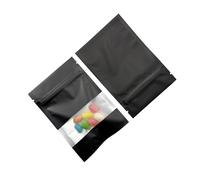 WACCOMT Pack 100 Pièce Sacs Refermables en Aluminium Mat avec Fenêtre Transparente Sacs Refermables à Chaud en Mylar avec Fermeture à Glissière pour le Stockage (Noir Mat, 10x15cm (3.9x5.9 inch)