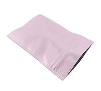 WACCOMT Pack Lot de 100 sacs plats en aluminium mat avec fermeture éclair - Auto-hermétiques - Pour aliments - Anti-odeur - Rose mat - 8 x 12 cm