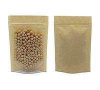 WACCOMT Pack Lot de 50 sacs en papier kraft marron transparent avec fermeture éclair - Pour le stockage des aliments - Pour café et aliments - 12 x 20 cm