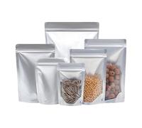 WACCOMT Pack Lot de 50 sacs transparents en aluminium - Avec fermeture éclair - Scellage thermique - Anti-odeurs - 14 x 20 cm