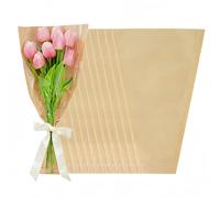 WACCOMT Pack Sacs de Fleurs de 50 PièCes pour Bouquet Papier Kraft Manches d'Emballage Floral Plastique Clair Fleuriste Enveloppe pour Mariage de la Saint-Valentin fête des pères (45x24x9cm)
