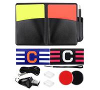 WACH AUF Kit Arbitre Football Carton Arbitre Set Sifflet Arbitre Cartons Jaune et Rouge Carton Arbitre Set Crayon Pochette Carnet de Scores avec Brassard de Capitaine pour Football Basketball Sport