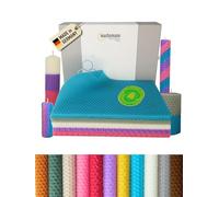 Wachsmann Lot de 20 plaques de cire d'abeille d'Allemagne - Lot de 20 plaques de cire d'abeille colorées - 20 x 15 cm - Pour fabriquer soi-même des bougies en cire d'abeille