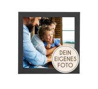 Wackadoo cadeau personnalisé incluant un cadre photo en bois 10x10 noir avec impression photo, cadre photo avec verre, poster avec motif souhaité, votre propre photo, cadre photo carré