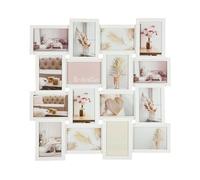 Wackadoo Cadre photo pêle-mêle - Blanc - 10 x 15 cm - Pour 16 photos - Fabriqué dans l'UE - En bois MDF - Avec vitre en verre - Famille - Plusieurs photos