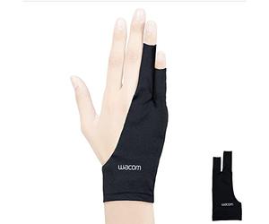 Wacom Drawing Glove, Two-Finger Artist Glove for Drawing Tablet Pen Display, 90% Recycled Material, eco-Friendly, One-Size (1 Pack), Black